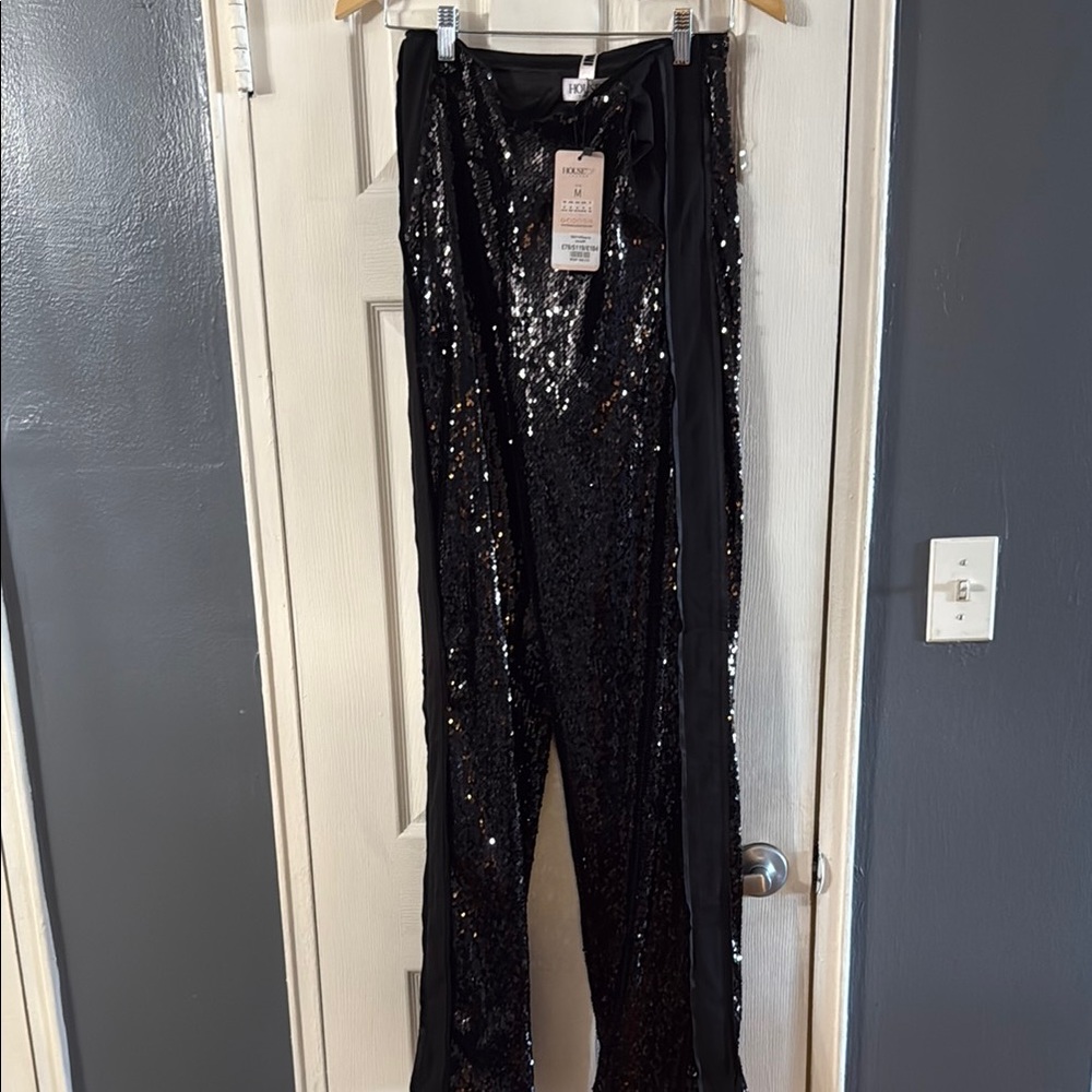 House of CB Black Sequin Trousers